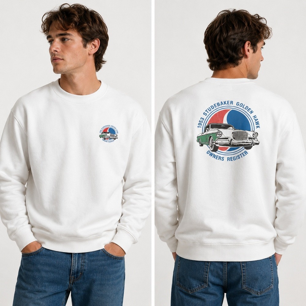 Lee 90's Vintage Studebaker Double Hit Heavyweight‎ White Sweatshirt